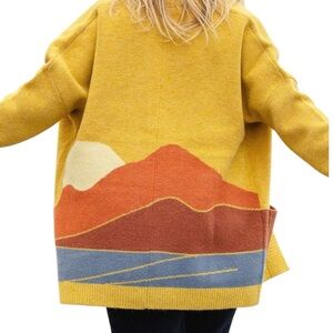 Passenger Amber Sunset Sunrise Mountain Vista Recycled Knitted Cardigan SZ L